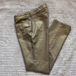 Jennifer Lopez Metallic Gold Jeans